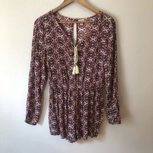 Cape Juby | Boho Long Sleeve Romper 100% Rayon